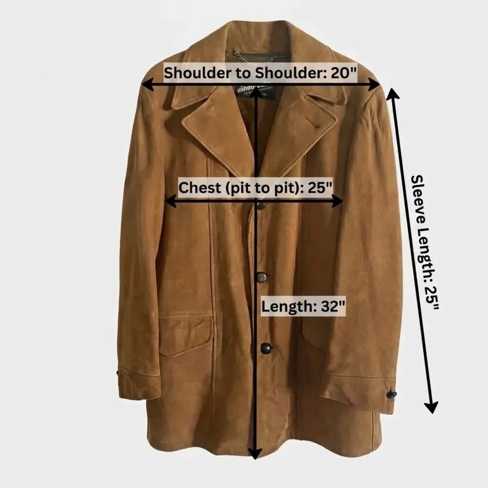VTG 70s Van Heusen Tan Suede Jacket Coat Removable Fur Size 44